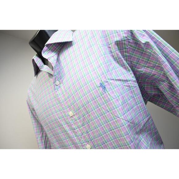 Polo Ralph Lauren Dress Shirt Classic Long Sleeve Plaid Mens Size 16 34/35 Large - Picture 1 of 9